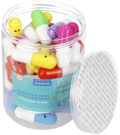 Mini surligneurs parfumés, mélange de couleurs, 48 ​​pièces.