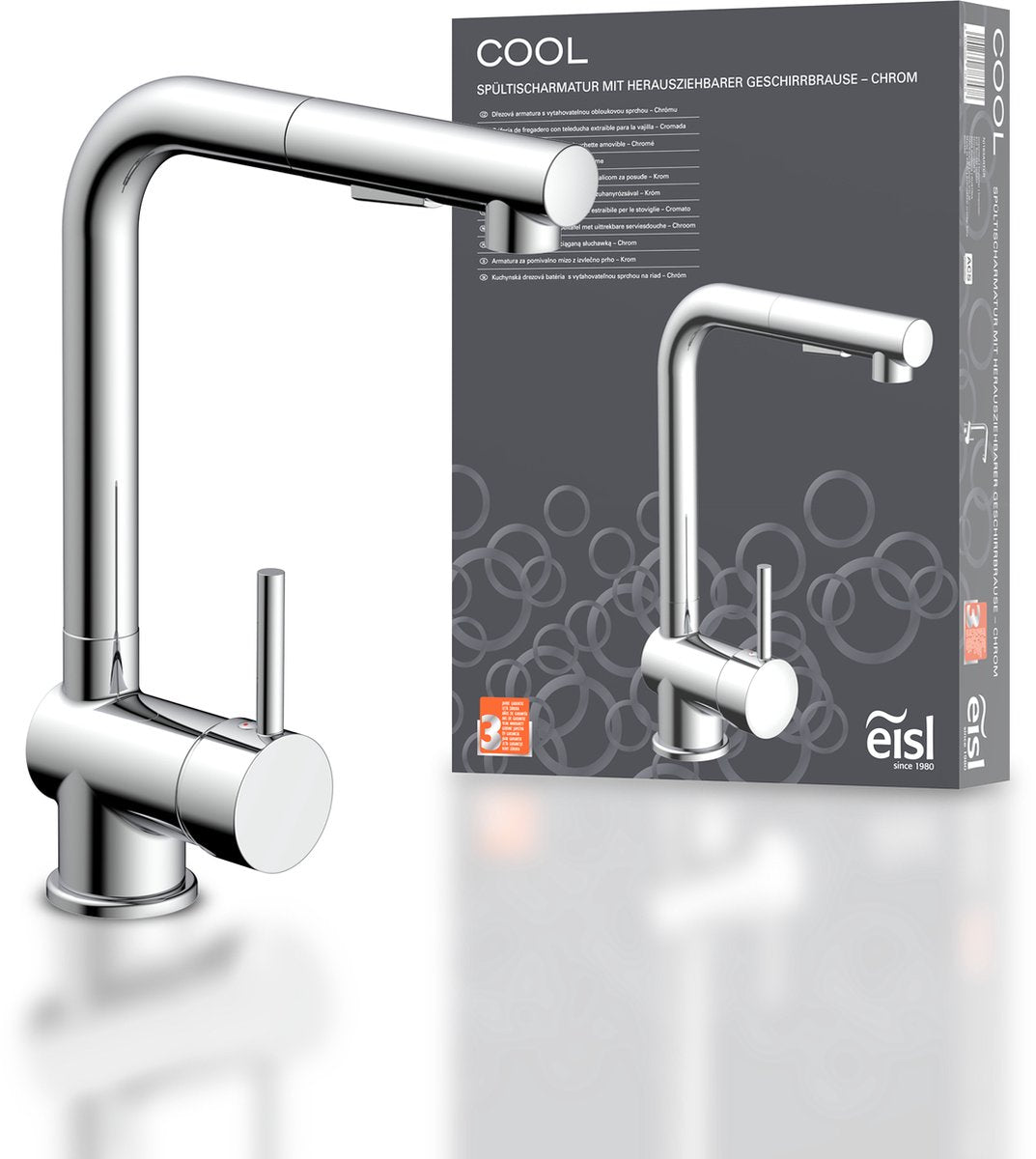 Mélangeur de cuisine Eisl cool avec bec extractible, couleur chrome