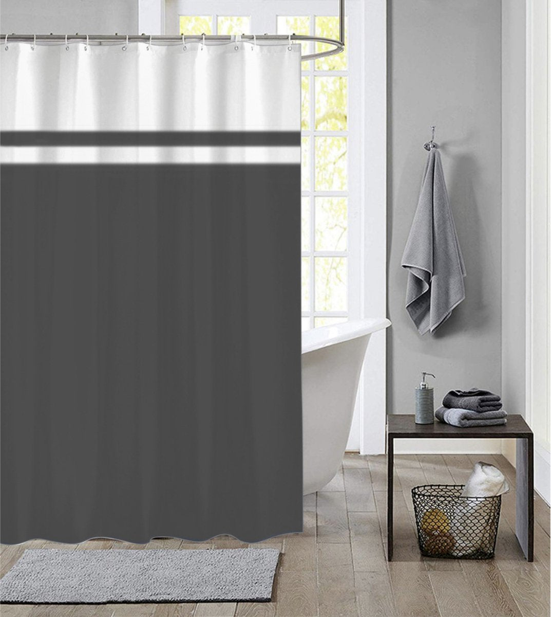 Rideau de douche maison hollandaise 180x200 uni anthracite