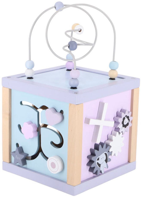 Cube d'activités en bois Jipy violet bleu