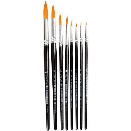 Pinceaux Creativ Company Gold Line, taille 0+1+2+4+8+12+18+22, l: 16,5-21 cm, l: 1-8 mm, ronds, 8 pièces 1 boîte