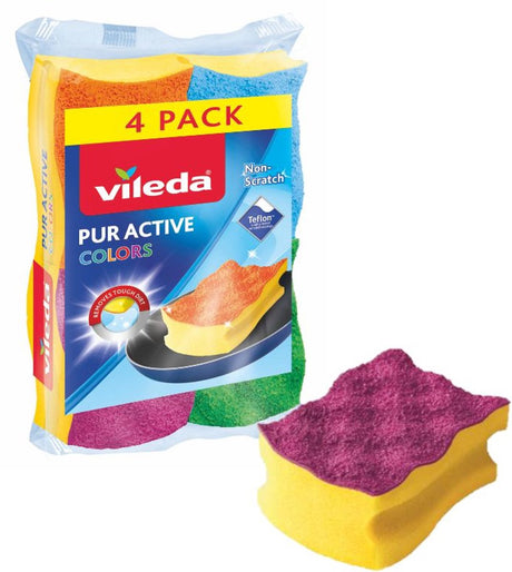 Vileda tampons à récurer pur active colours 4 pièces | 4 pièces