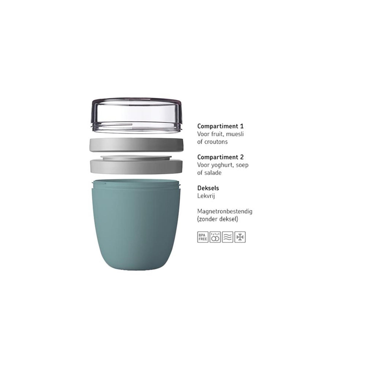 Pot à lunch Mepal mini ellipse - 300 ml - tasse à yaourt et muesli à emporter - passe au congélateur. micro-ondes et lave-vaisselle - noir nordique