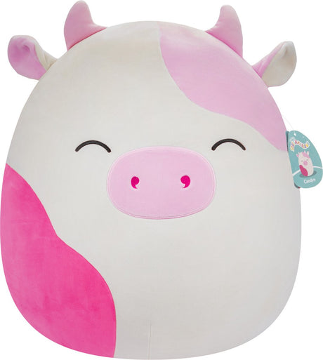 Squishmallows caedyn - peluche vache tachetée rose yeux fermés 40cm
