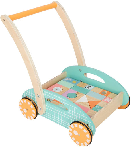 Small foot - trotteur en bois avec blocs pastel, 35 pièces.