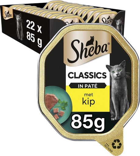 Nourriture pour chat Sheba - pâté classique - nourriture humide - poulet - barquettes 22x85g