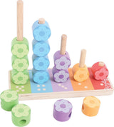 Bigjigs jouets bigjigs jeu d'empilage en bois fleurs, 16 pièces.