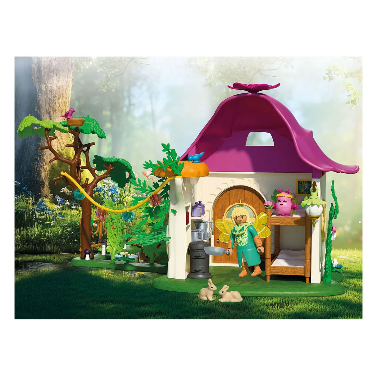 Playmobil licornes magiques - maison de fée avec licorne dorée et écurie - avec guirlande lumineuse pour des nuits magiques - 71838