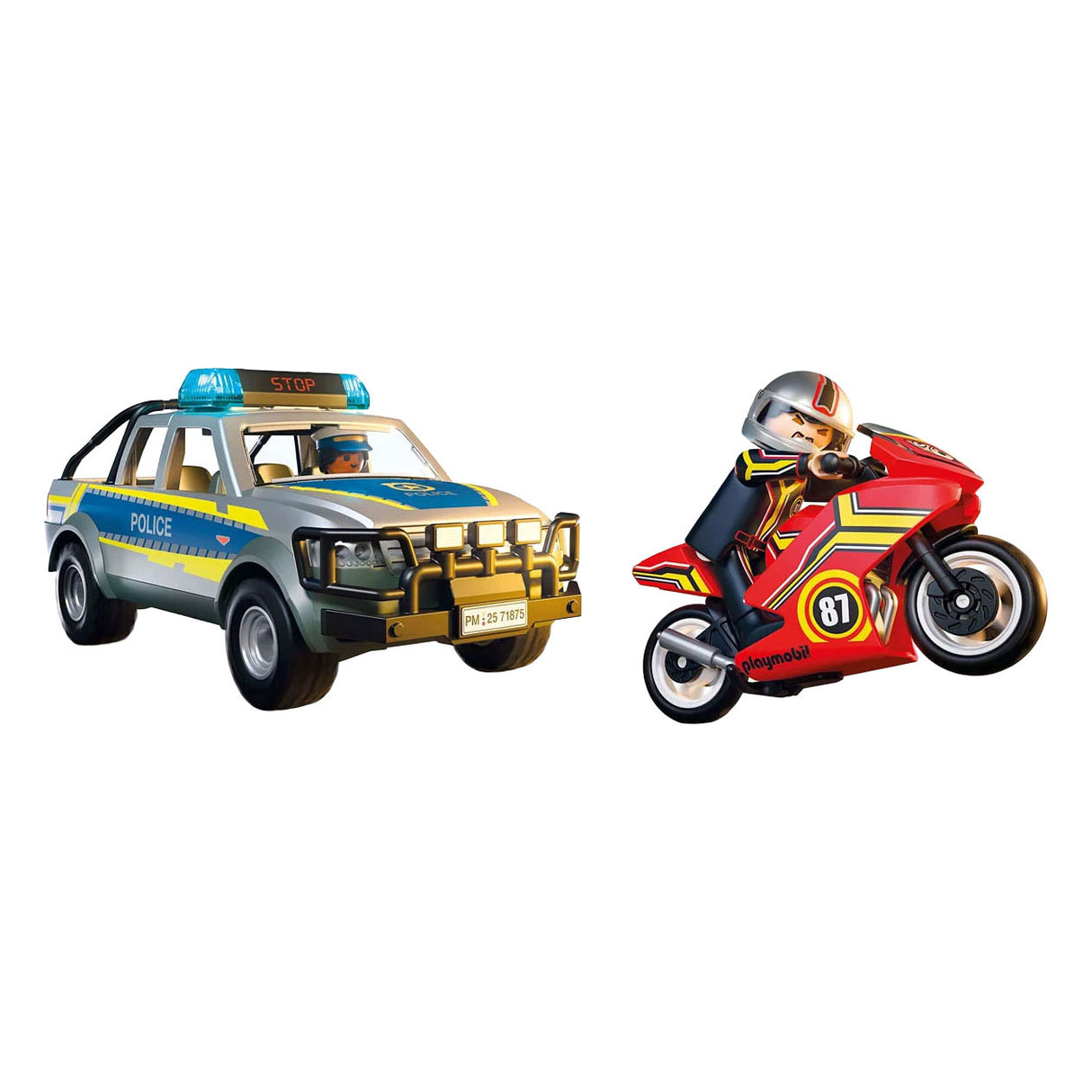 Héros d'action Playmobil - poursuite avec pick-up de police - police avec effets lumineux et sonores - 71875