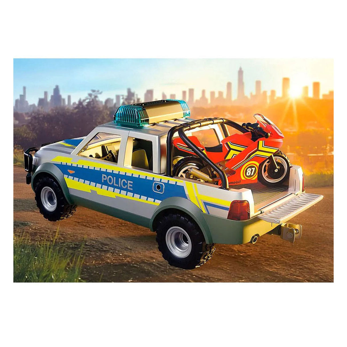 Héros d'action Playmobil - poursuite avec pick-up de police - police avec effets lumineux et sonores - 71875