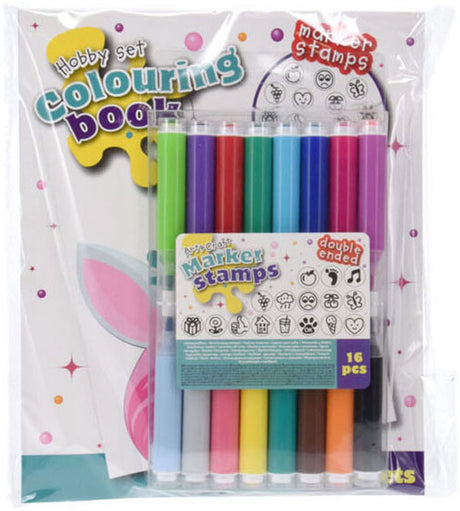 Livre de coloriage avec marqueurs de tampons, 16 pcs
