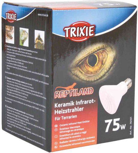 Radiateur thermique en céramique Trixie - infrarouge 75 watts - 7,5x7,5x10 cm, adapté aux reptiles et amphibiens