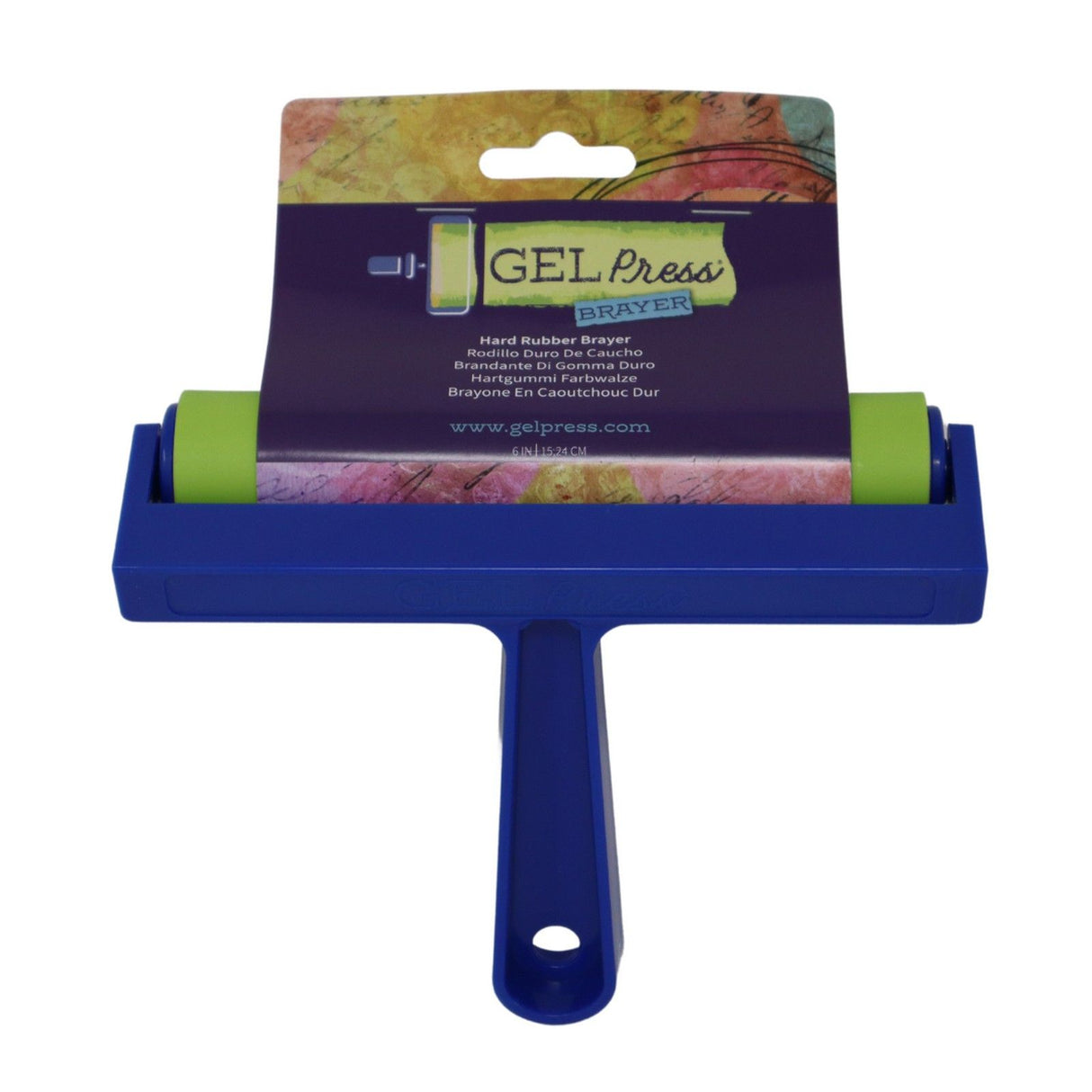 Presse gel • rouleau encreur en caoutchouc dur bleu 15,24 cm