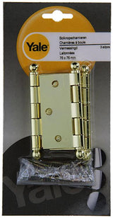 Yale 1019144 - 3 bolknopscharnieren vermessingd 76x76mm | 2 stuks