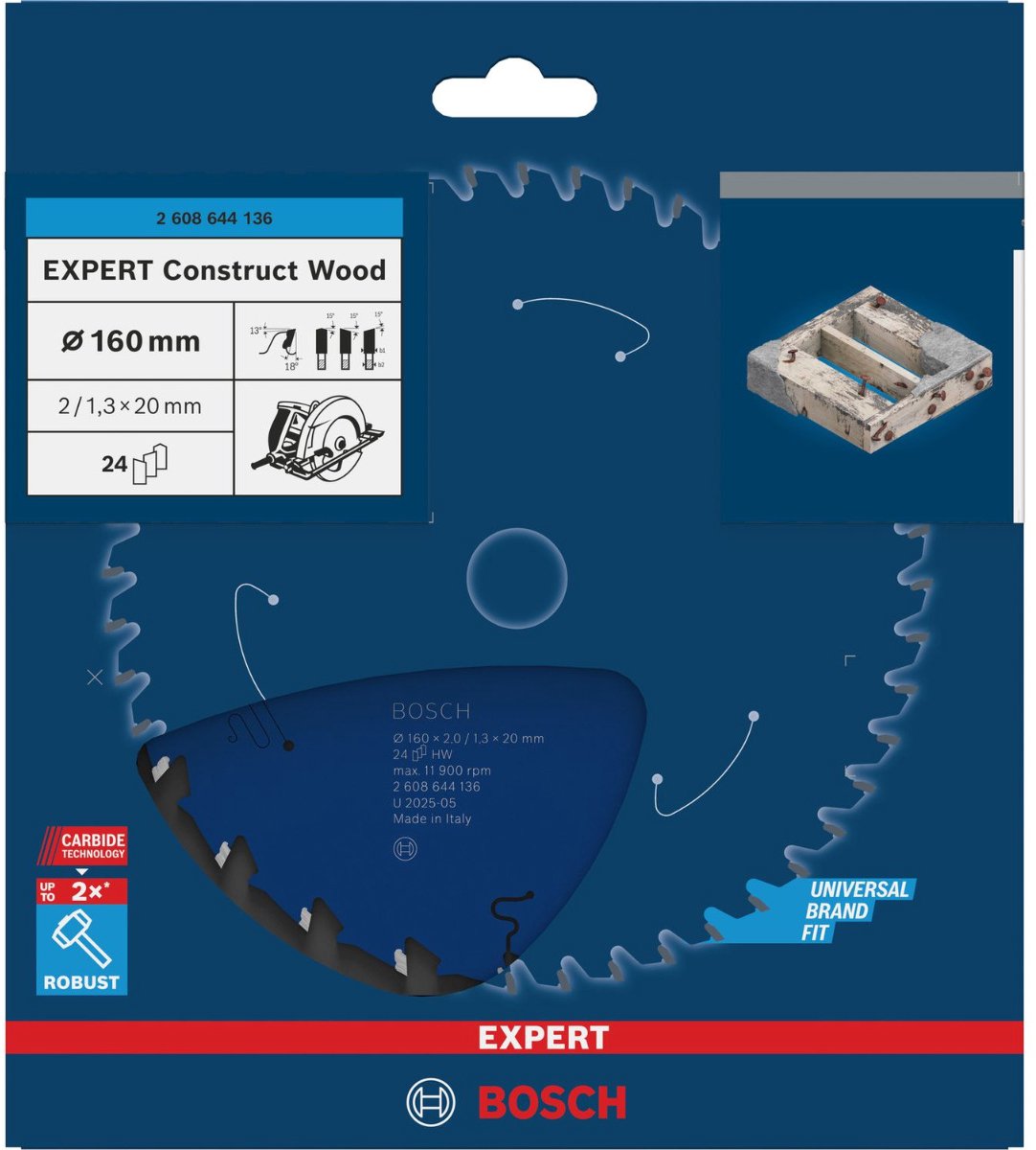 Lame de scie circulaire Bosch expert pour le bois 130x20x2,4 1,6x16 t