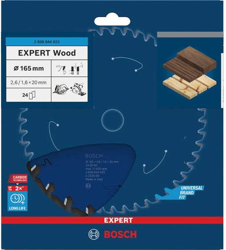 Lame de scie circulaire Bosch - bois expert - 165 x 20 x 2,6 mm - t24 - 2608644022