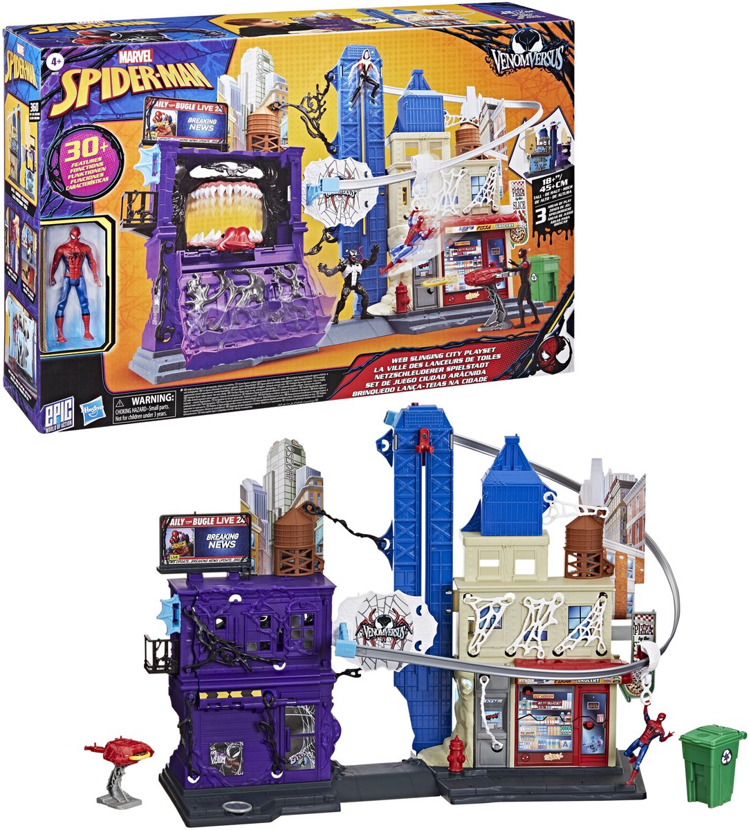 Marvel Spider-Man Venom contre Web Slinging City, coffret de jeu pour enfants, à partir de 4 ans