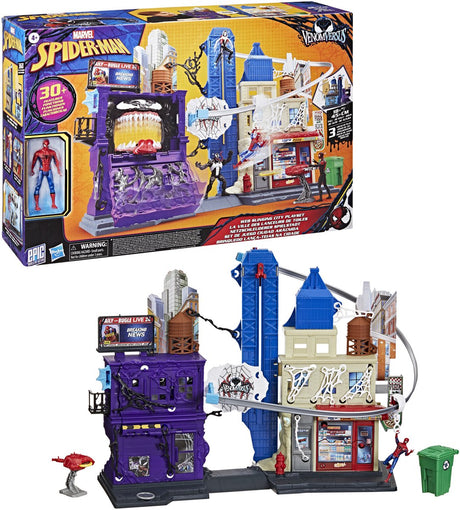 Marvel Spider-Man Venom contre Web Slinging City, coffret de jeu pour enfants, à partir de 4 ans