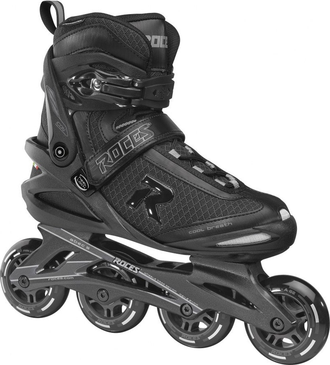 Roces – icon 80 – rollers en ligne – adultes – noirs – patin de fitness polyvalent – taille 47