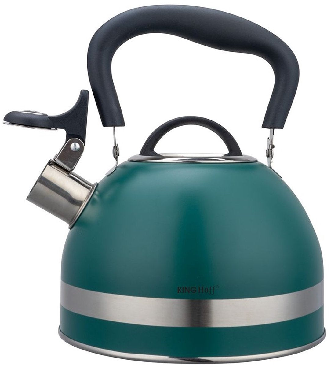 Kinghoff 1855 - bouilloire sifflante avec flûte - 1,8 litre - acier inoxydable - vert