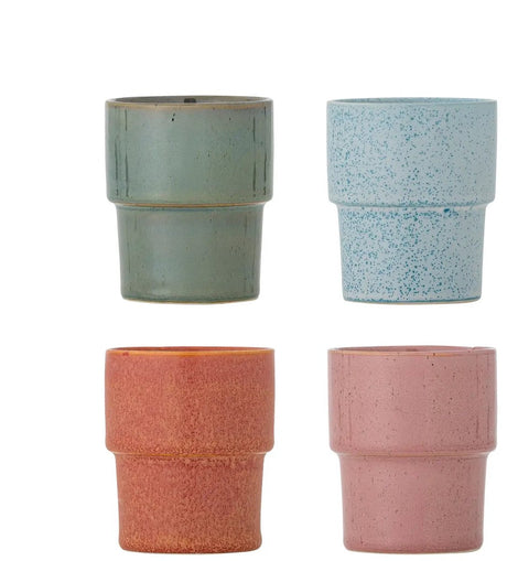 Bloomingville mug faïence rose ewan - lot de 4