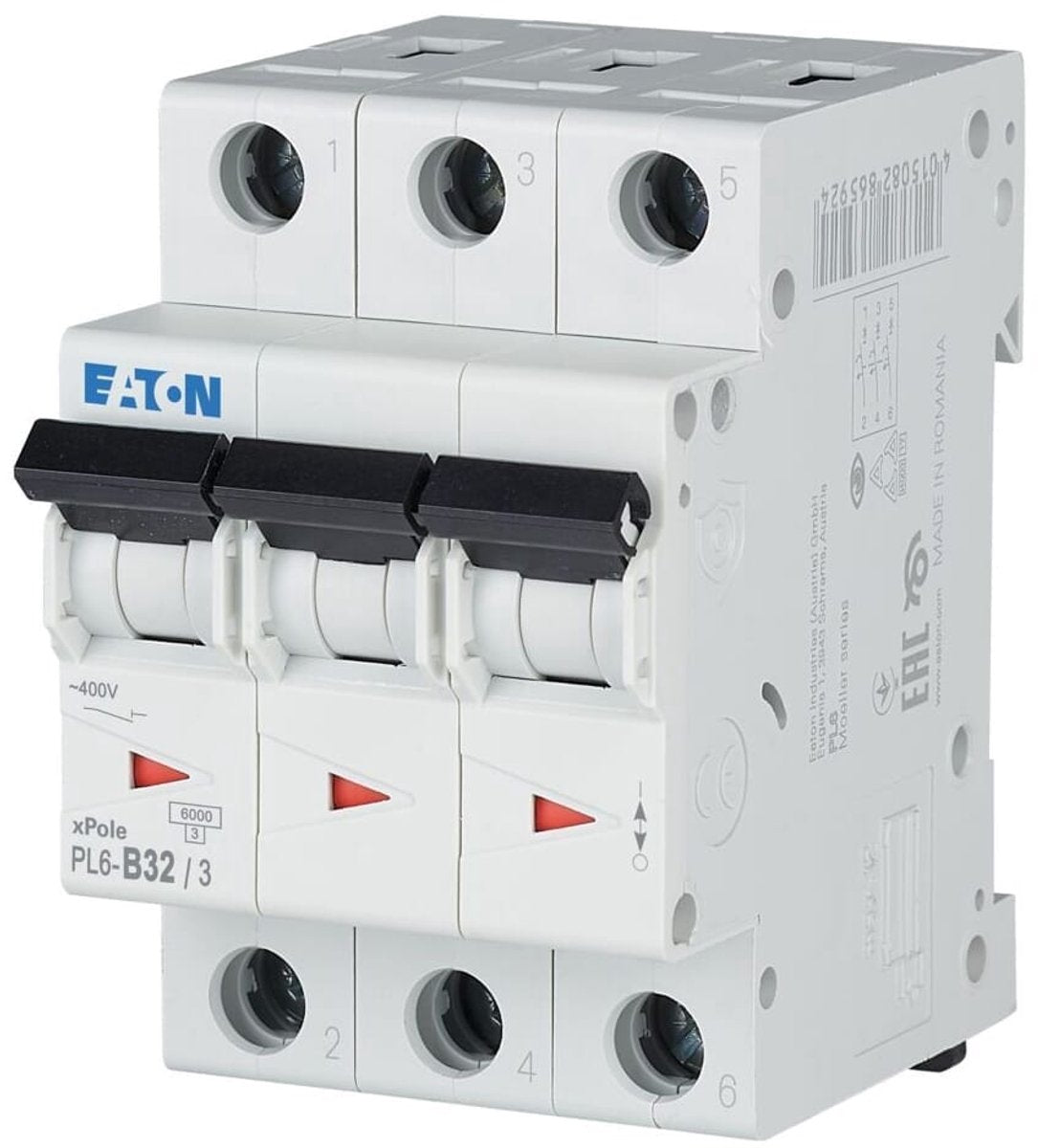 Disjoncteur d'installation Eaton 3p 32a - pl6-b32 3 - type b