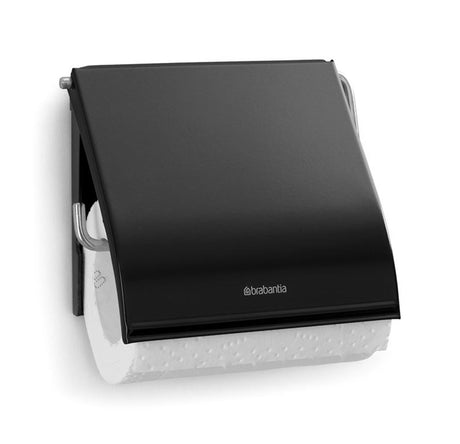 Brabantia porte-rouleau de papier toilette renouveler avec rabat noir mat | 2 pièces