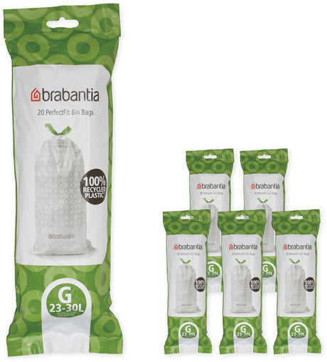 Sacs poubelle Brabantia perfectfit - 30 l - code g - 6 rouleaux x 20 pièces