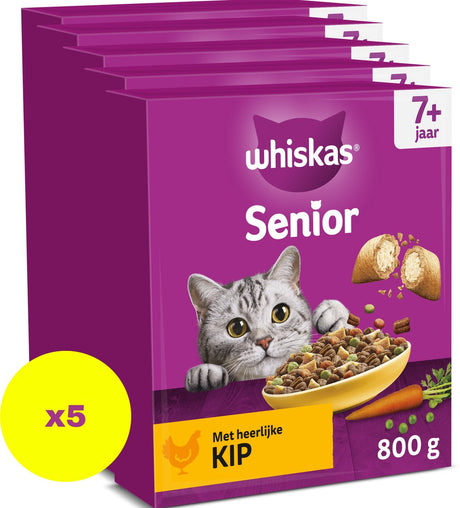 Whiskas nourriture pour chat - senior 7+ - poulet - boîte 5x800g