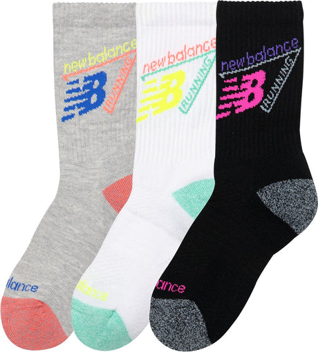 New Balance Youth Active Graphic Crew Chaussettes 3 Pack Chaussettes de sport unisexes - Couleurs assorties