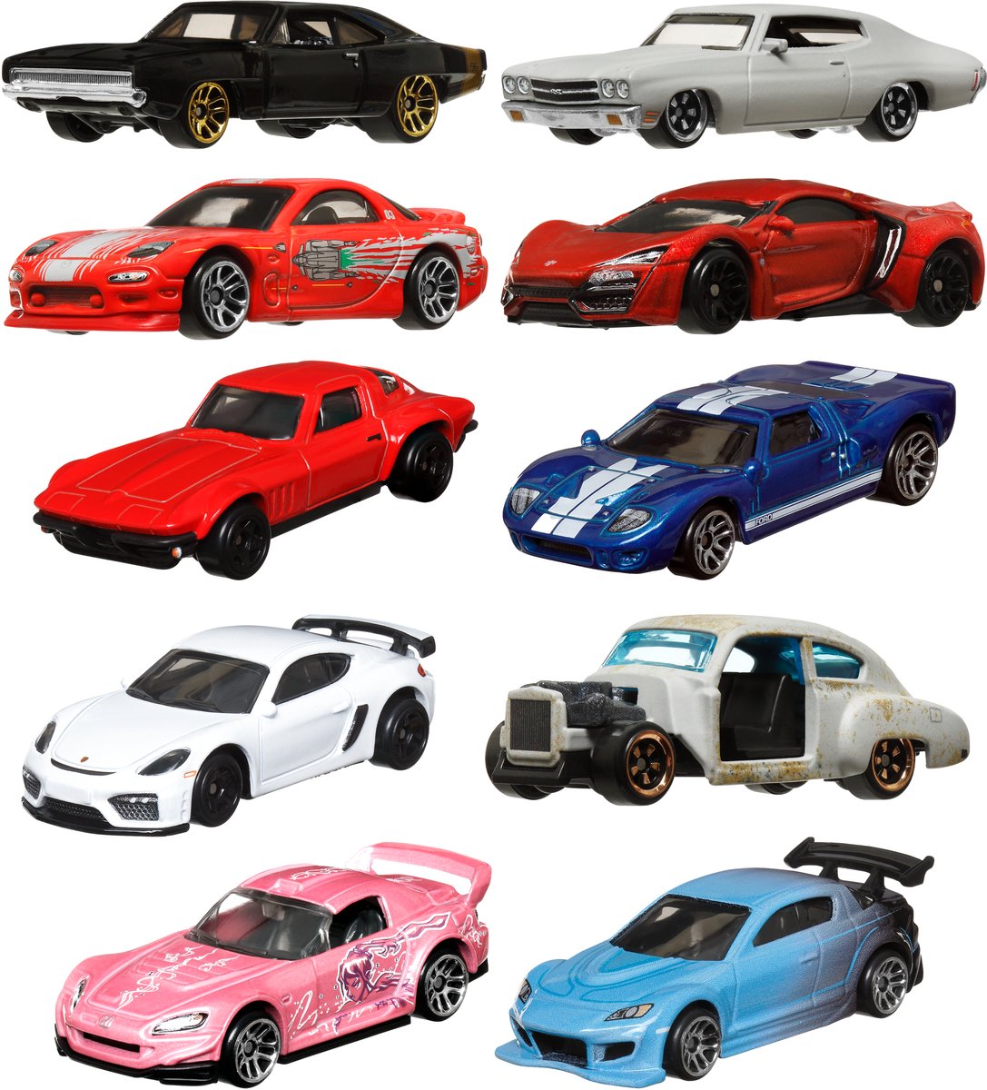 Mattel Hot Wheels moulé sous pression sur le thème Fast Furious assorti | 10 pièces