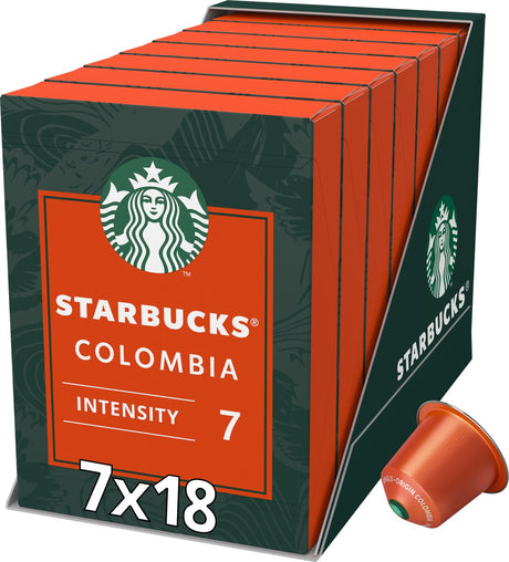 Capsules Starbucks by Nespresso Colombie - 7 boîtes x 18 tasses à café - pack économique