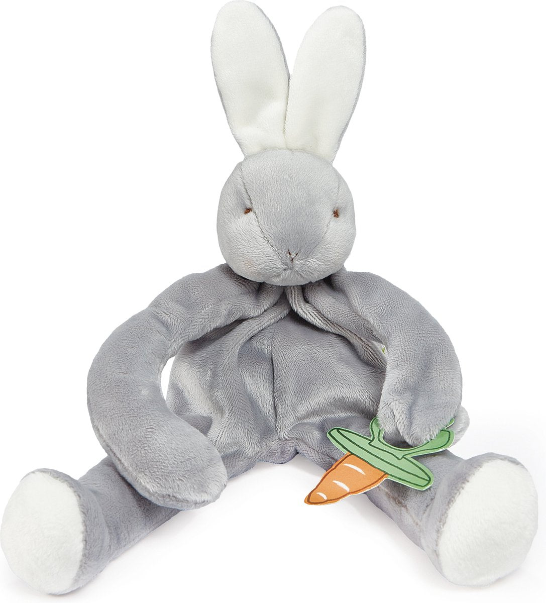 Bunnies by the Bay doudou avec attache-sucette lapin - attache-sucette - extrêmement doux - fermeture Velcro pour tétine - lavable en machine - 25 cm - gris