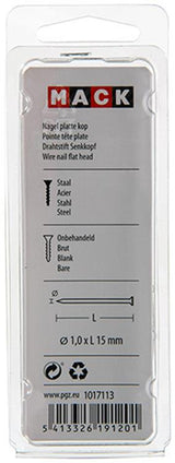 Mack 1017113 - nagel platte kop 90 gr 1,0 x 15 mm | 5 stuks