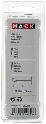 Mack 1017202 - schalienagel staal verzinkt 100 gr 3,0 x 25 mm | 5 stuks