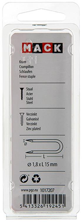 Mack 1017207 - kram staal verzinkt 75 gr 1,8 x 15 mm | 5 stuks