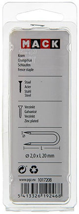 Mack 1017208 - kram staal verzinkt 80 gr 2,0 x 20 mm | 5 stuks