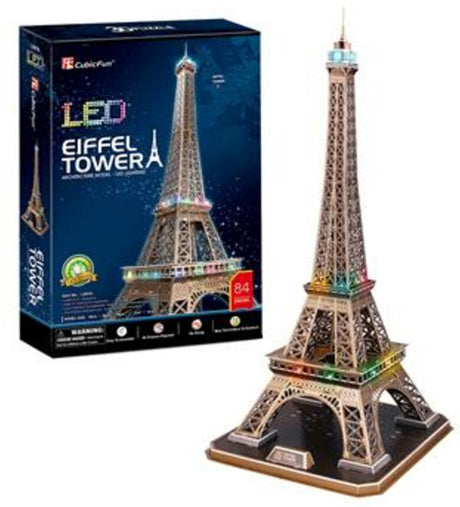 Puzzle 3D cubique amusant Tour Eiffel avec éclairage LED