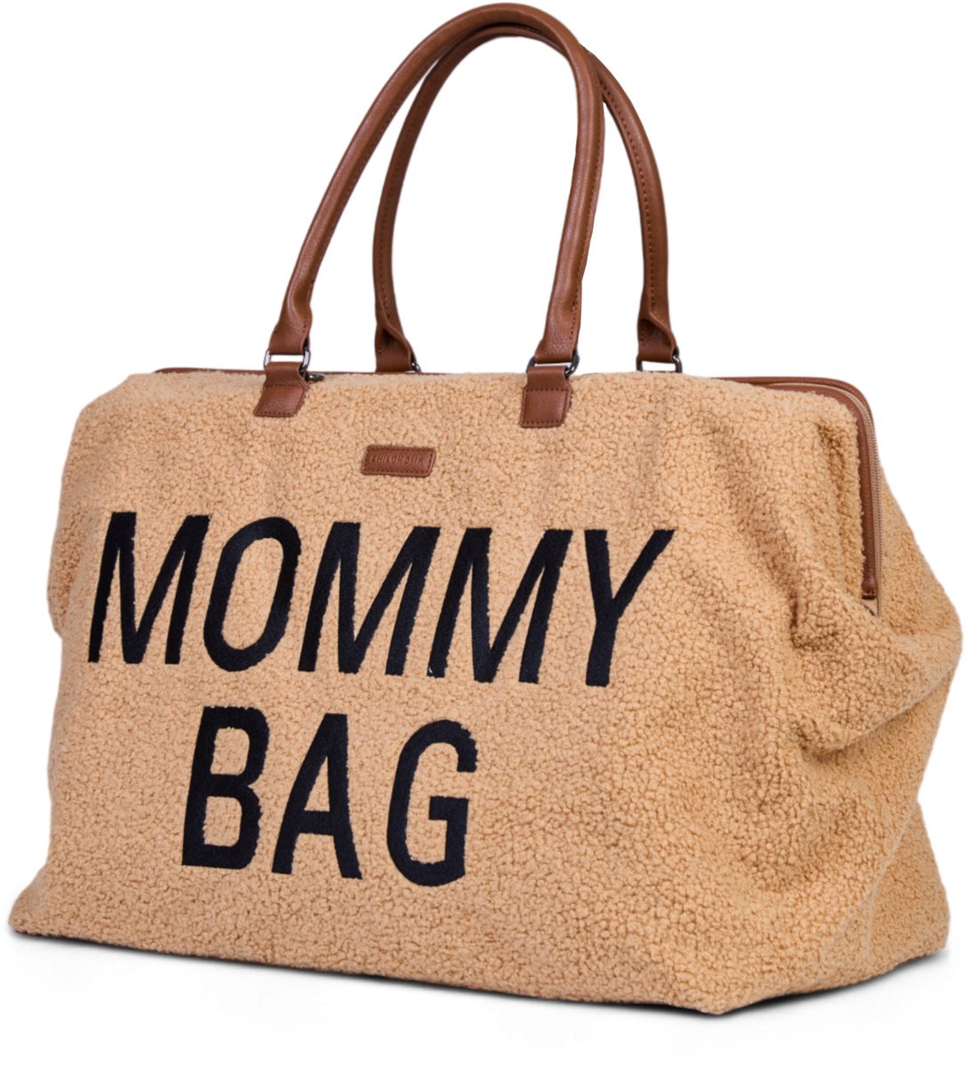 Childhome - sac d'allaitement mommy bag® - marron peluche - sac à couches spacieux et super doux - 55 x 30 x 40 cm