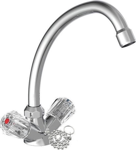 Schütte lavabo-lavage mixte grue à deux boutons chrome brillant -colored