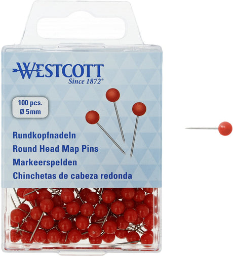 Punaises de marquage Westcott - rouge - boîte de 100 pièces - ac-e10503