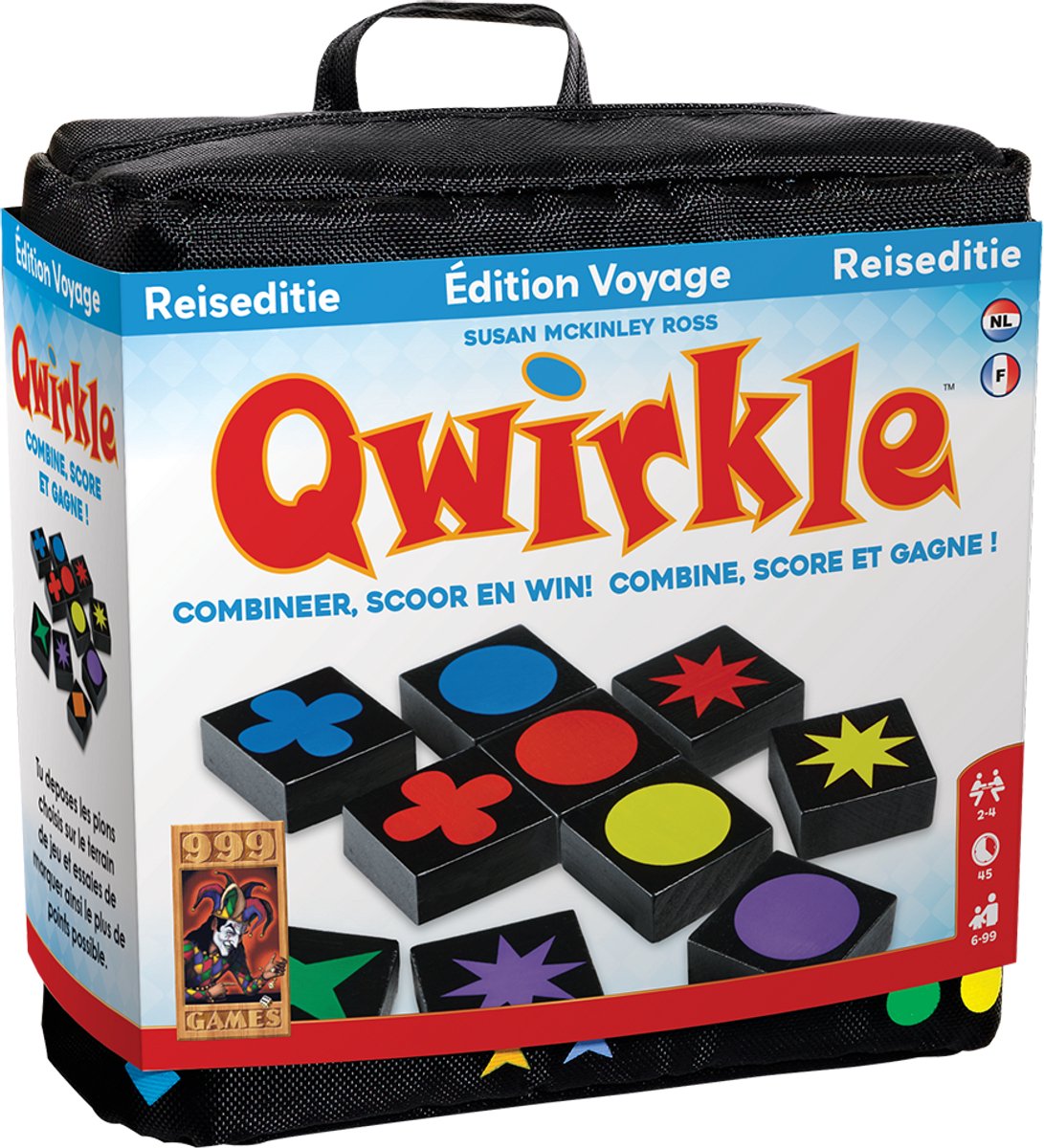 999games 999 games - qwirkle - édition voyage - jeu de société - jeu gagné plus de 15 fois depuis 2007 - jeu familial - jeu de société - jeu éducatif - petit cadeau - règles en NL et FR