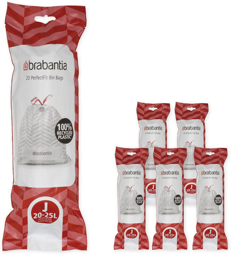 Sacs poubelle Brabantia perfectfit - 20 25 l - code j - 6 rouleaux x 20 pièces