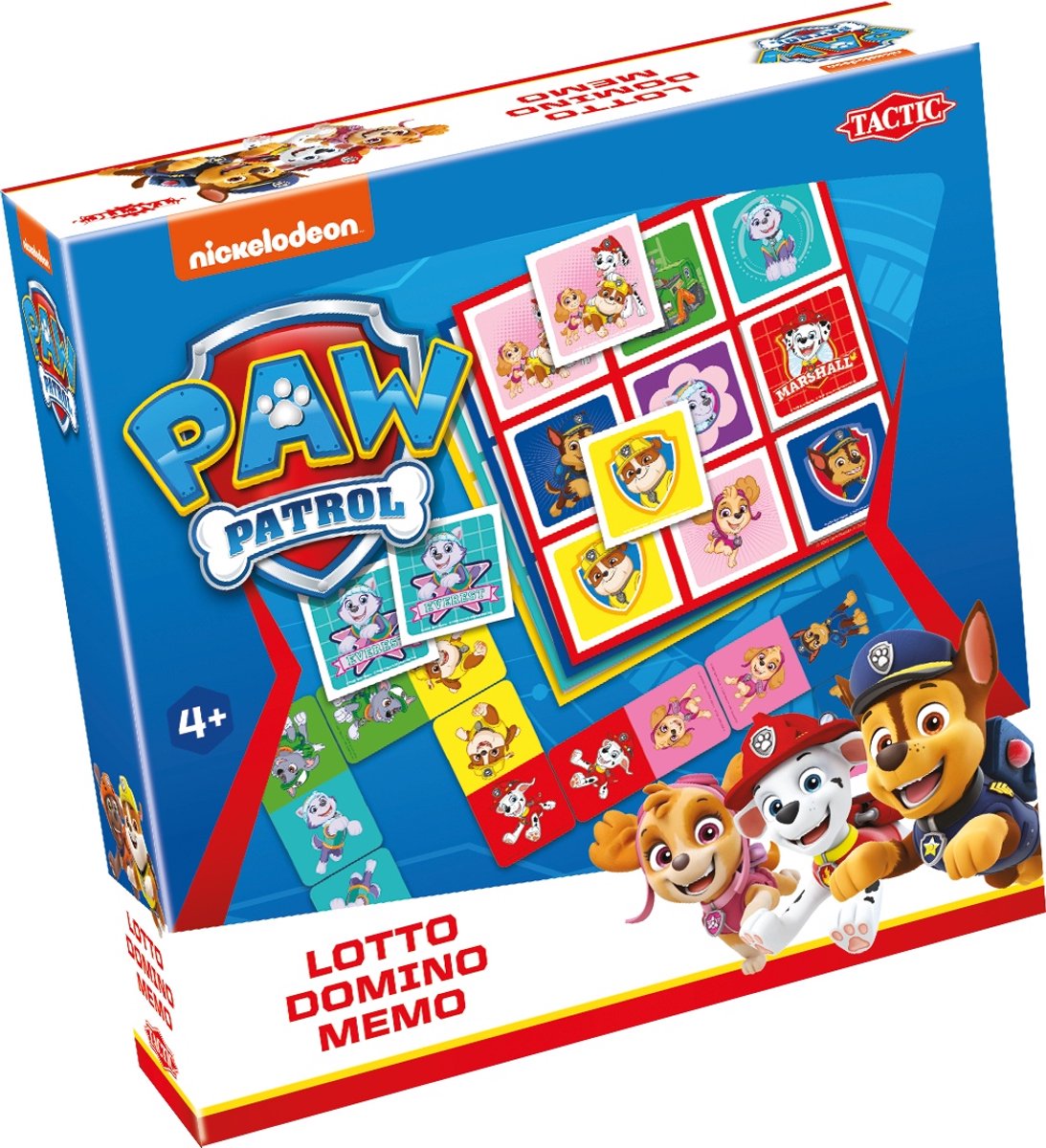 Collection de jeux Tactic Paw Patrol 3 en 1 - Jeu de cartes - Loto - Domino - Mémo - Jeu enfant à partir de 4 ans