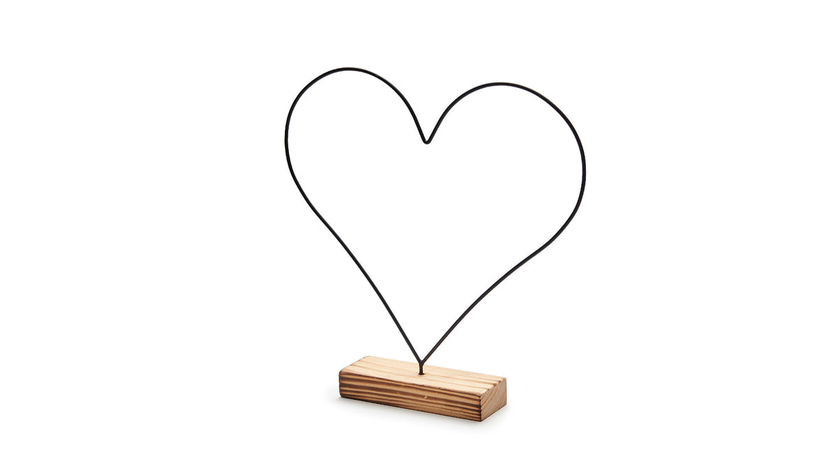 Metal heart on base 34cm black