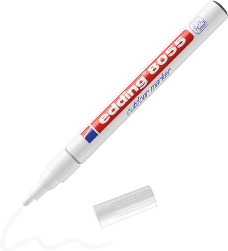 Edding 8055 marqueur d'extérieur blanc - pointe ronde 1-2 mm - 1 pièce - résistant aux intempéries et pour presque toutes les surfaces extérieures