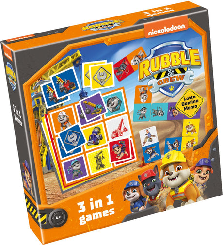 Selecta Paw Patrol Rubble Crew 3en1 mémo loto domino