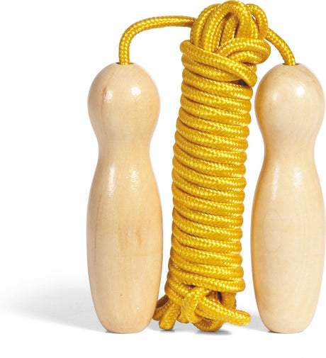 Bs Toys corde à sauter jaune avec poignées en bois