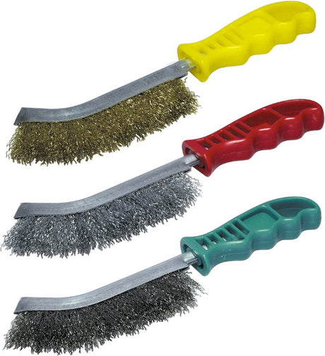 Wolfcraft - brosse métallique - jeu de 3 pièces - brosse métallique à main - brosse à main - brosses en acier - 2138000
