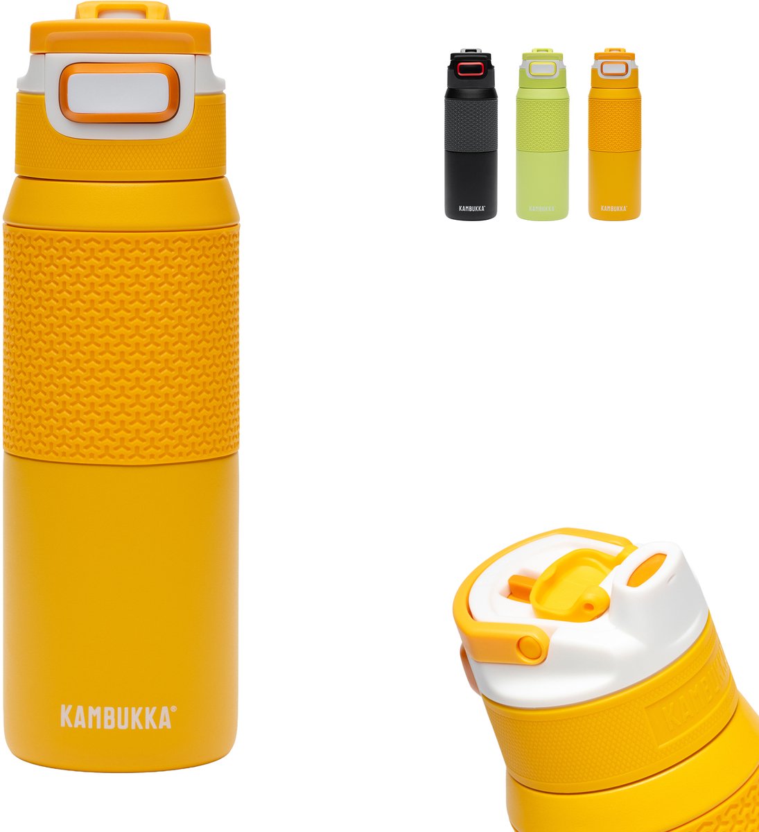 Kambukka Bouteille d'eau isotherme Elton 750 ml - Mango Maniac avec couvercle 3 en 1 et nettoyage facile - Orange
